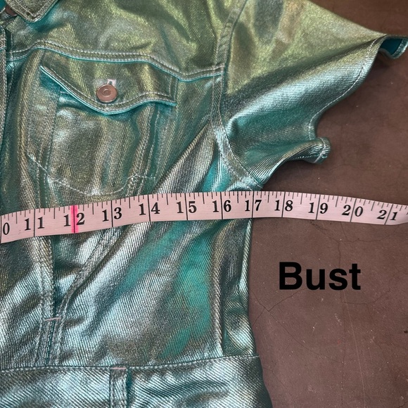 Peach Love California Women’s Turquoise Metallic Romper Sz M - Picture 4 of 9